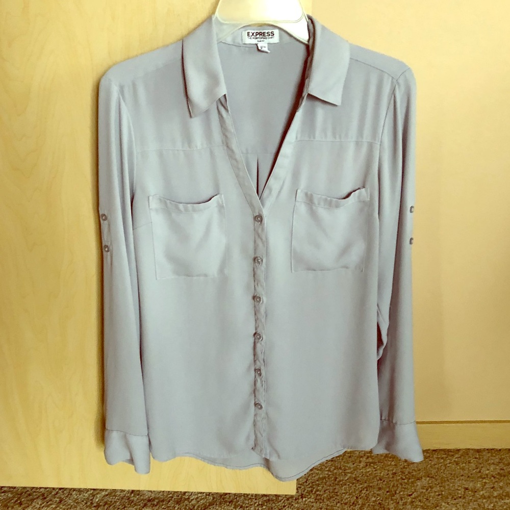 Express Light Gray Button Down Shirt